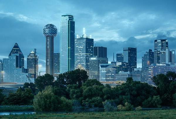Photo of Dallas Texas, showing tall buildings