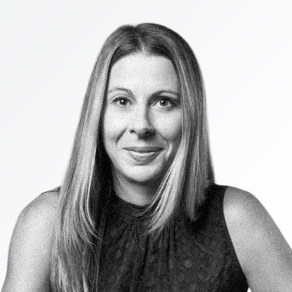 Black & white portrait photo of Hayley Buckley, Hammerforce Board Chair